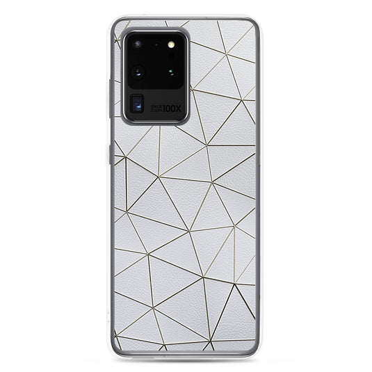 Golden Polygon White Leather Samsung Clear Thin Case CREATIVETECH