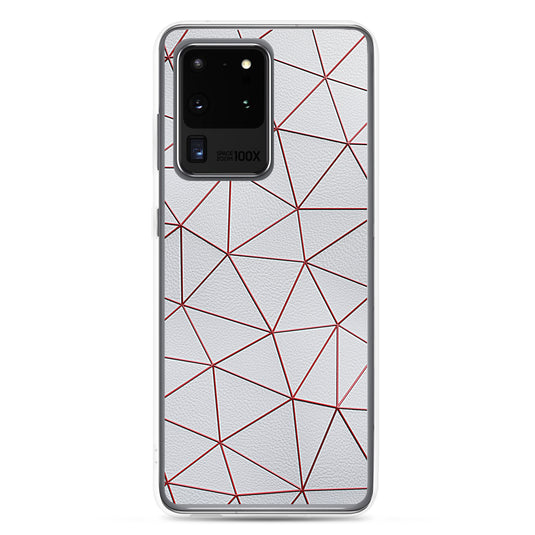 Red Polygon White Leather Samsung Clear Thin Case CREATIVETECH