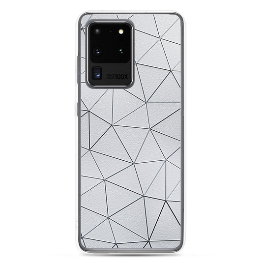 Silver Polygon White Leather Samsung Clear Thin Case CREATIVETECH