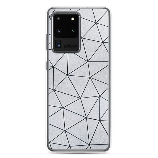 Black Polygon White Leather Samsung Clear Thin Case CREATIVETECH