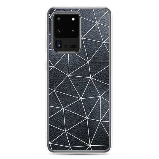 White Polygon Black Leather Samsung Clear Thin Case CREATIVETECH