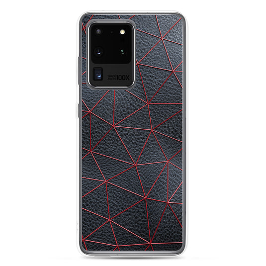 Red Polygon Black Leather Samsung Clear Thin Case CREATIVETECH