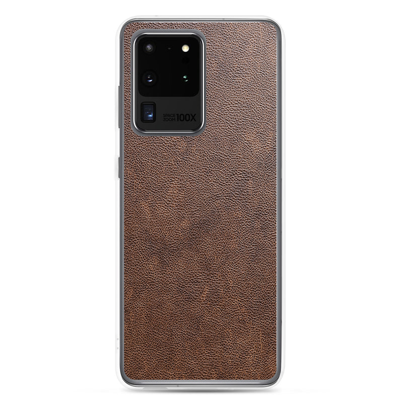 Load image into Gallery viewer, Light Brown Leather Samsung Clear Thin Case CREATIVETECH