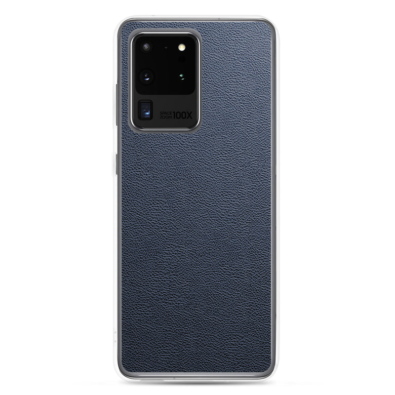Load image into Gallery viewer, Dark Blue Leather Samsung Clear Thin Case CREATIVETECH
