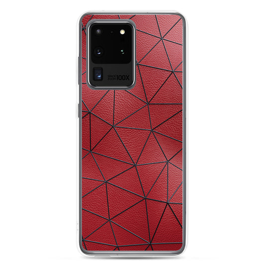 Black Polygon Red Leather Samsung Clear Thin Case CREATIVETECH