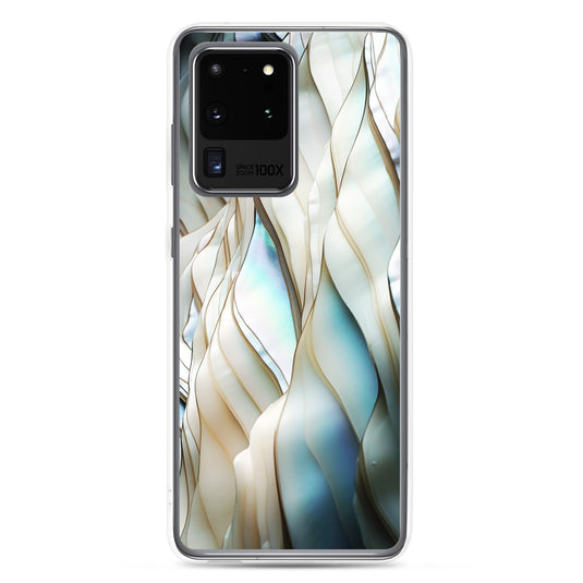 Cream Blue White Pearl Samsung Clear Thin Case CREATIVETECH
