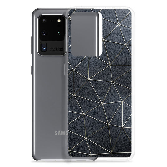 Golden Polygon Black Leather Samsung Clear Thin Case CREATIVETECH