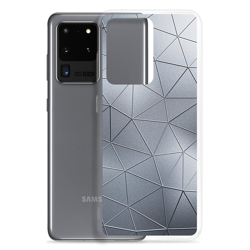 Load image into Gallery viewer, Silver Polygon Metal Samsung Clear Thin Case CREATIVETECH
