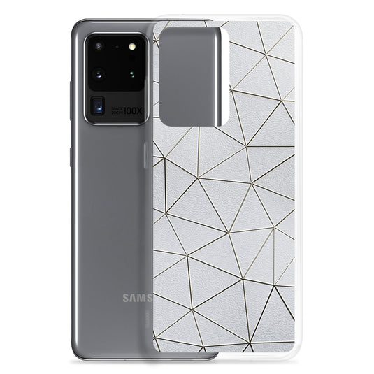 Golden Polygon White Leather Samsung Clear Thin Case CREATIVETECH