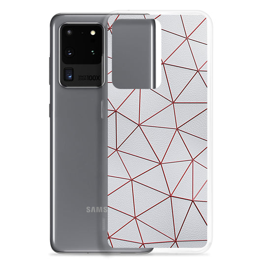 Red Polygon White Leather Samsung Clear Thin Case CREATIVETECH
