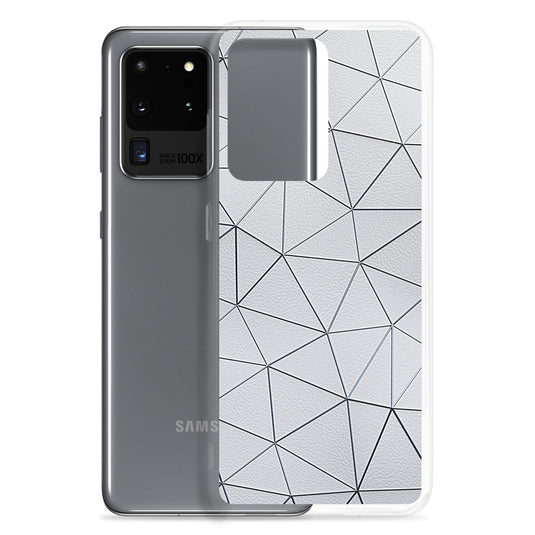 Silver Polygon White Leather Samsung Clear Thin Case CREATIVETECH