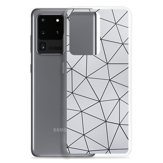 Black Polygon White Leather Samsung Clear Thin Case CREATIVETECH
