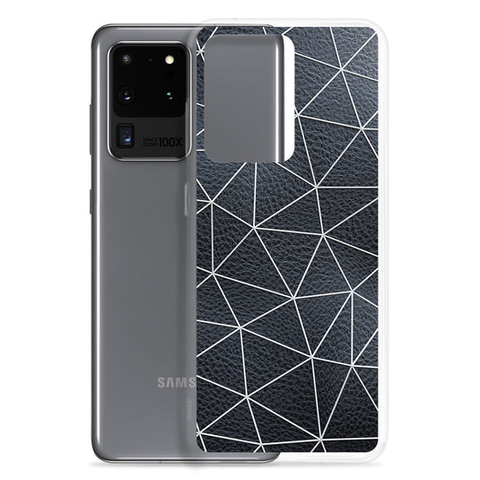 White Polygon Black Leather Samsung Clear Thin Case CREATIVETECH