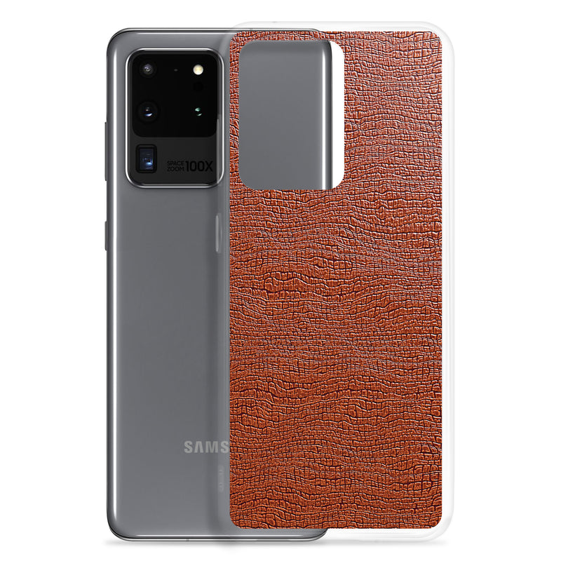 Load image into Gallery viewer, Exotic Brown Leather Samsung Clear Thin Case CREATIVETECH