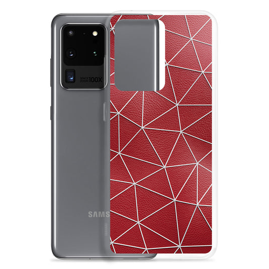 White Polygon Red Leather Samsung Clear Thin Case CREATIVETECH