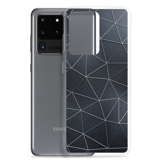 White Polygon Black Leather Samsung Clear Thin Case CREATIVETECH