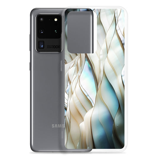 Cream Blue White Pearl Samsung Clear Thin Case CREATIVETECH