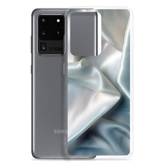 White Satin Pearl Cloth Samsung Clear Thin Case CREATIVETECH