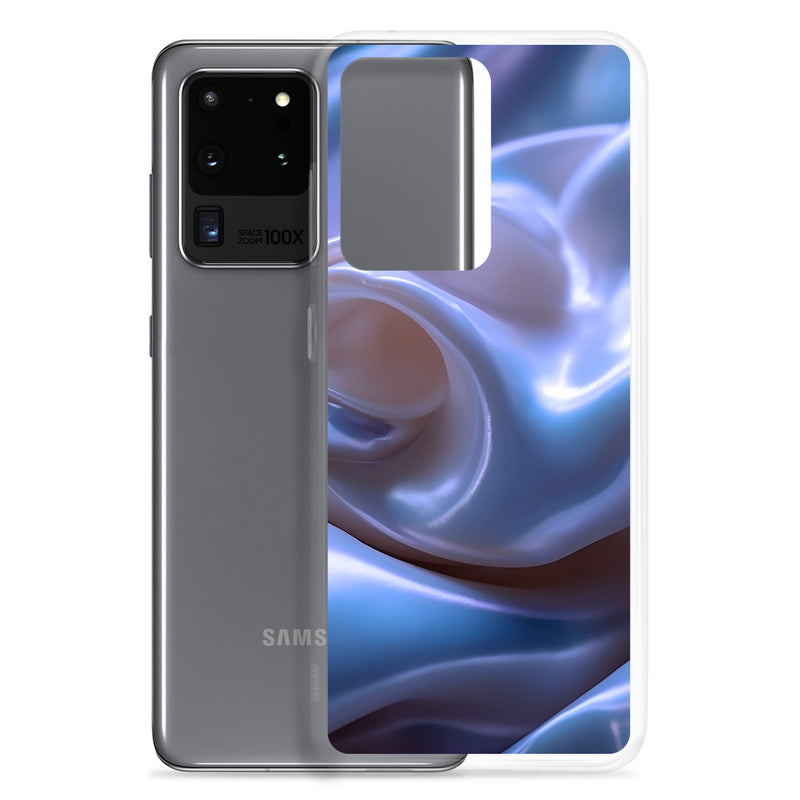 Load image into Gallery viewer, Blue Satin Pearl Cloth Samsung Clear Thin Case CREATIVETECH
