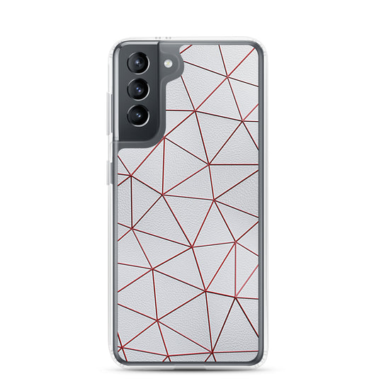 Red Polygon White Leather Samsung Clear Thin Case CREATIVETECH