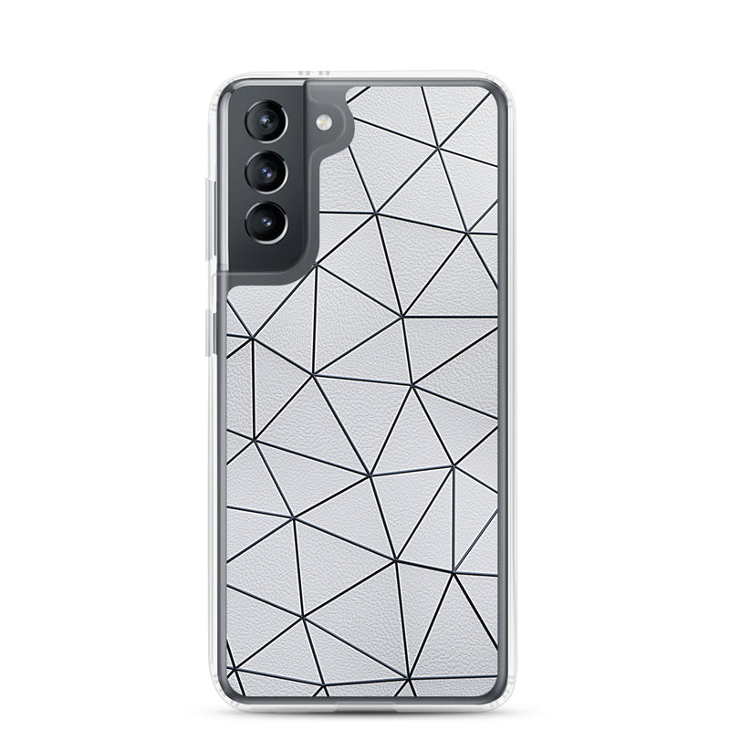 Load image into Gallery viewer, Black Polygon White Leather Samsung Clear Thin Case CREATIVETECH