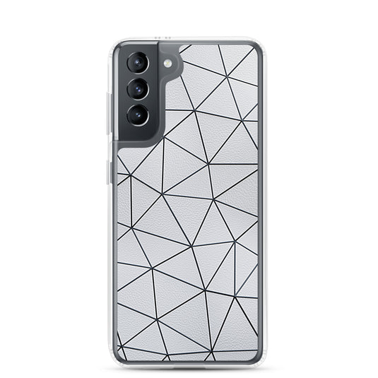 Black Polygon White Leather Samsung Clear Thin Case CREATIVETECH