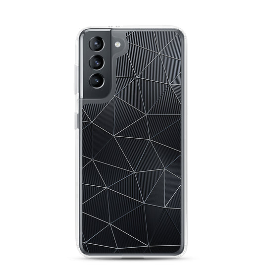 Silver Polygon Carbon Fiber Striped Samsung Clear Thin Case CREATIVETECH