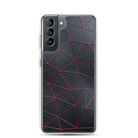 Red Polygon Black Leather Samsung Clear Thin Case CREATIVETECH