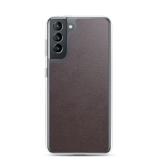 Dark Brown Leather Samsung Clear Thin Case CREATIVETECH