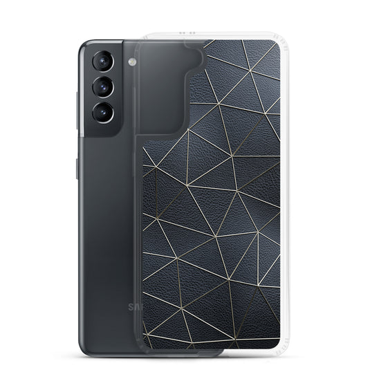 Golden Polygon Black Leather Samsung Clear Thin Case CREATIVETECH