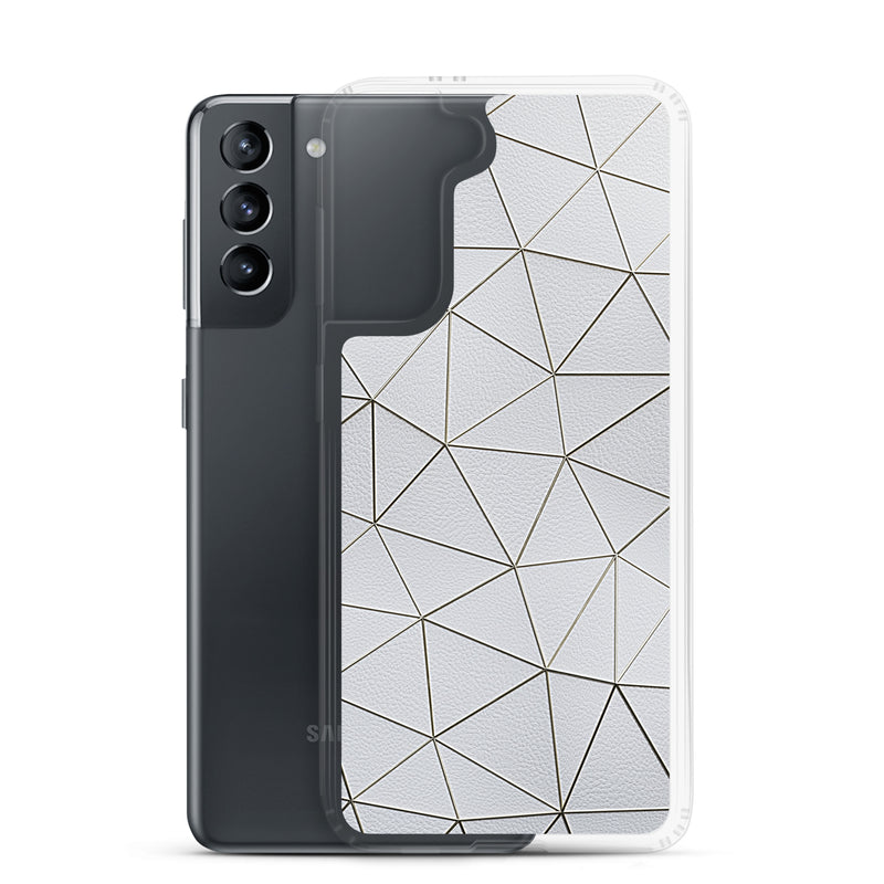 Load image into Gallery viewer, Golden Polygon White Leather Samsung Clear Thin Case CREATIVETECH