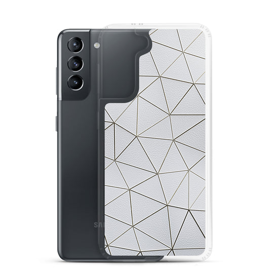 Golden Polygon White Leather Samsung Clear Thin Case CREATIVETECH