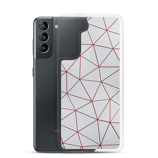 Red Polygon White Leather Samsung Clear Thin Case CREATIVETECH
