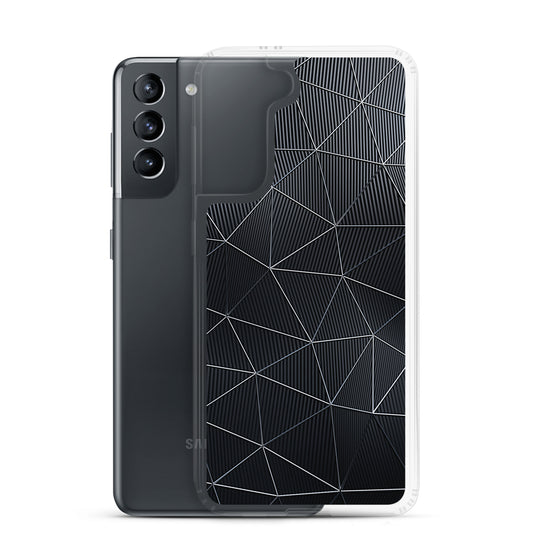 Silver Polygon Carbon Fiber Striped Samsung Clear Thin Case CREATIVETECH