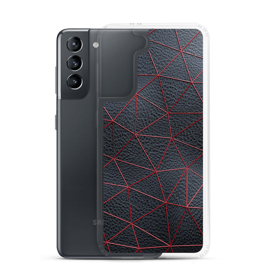 Red Polygon Black Leather Samsung Clear Thin Case CREATIVETECH