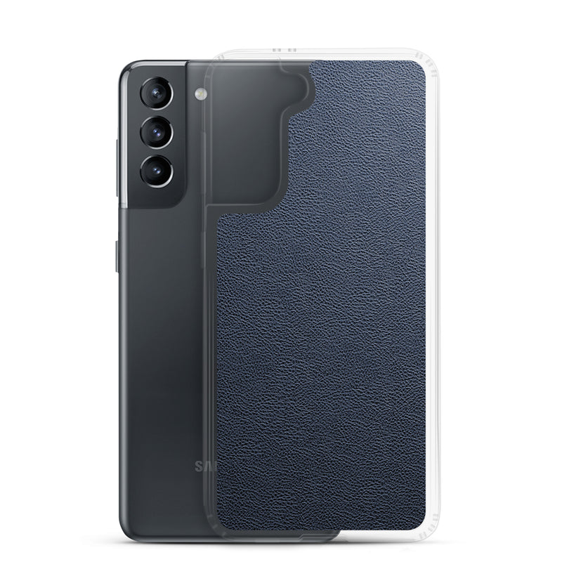 Load image into Gallery viewer, Dark Blue Leather Samsung Clear Thin Case CREATIVETECH