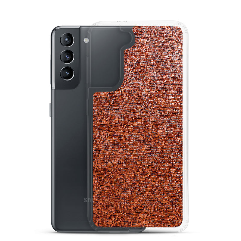 Load image into Gallery viewer, Exotic Brown Leather Samsung Clear Thin Case CREATIVETECH