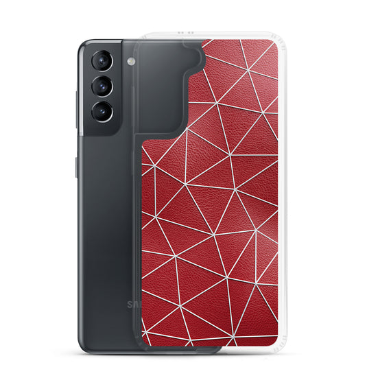 White Polygon Red Leather Samsung Clear Thin Case CREATIVETECH