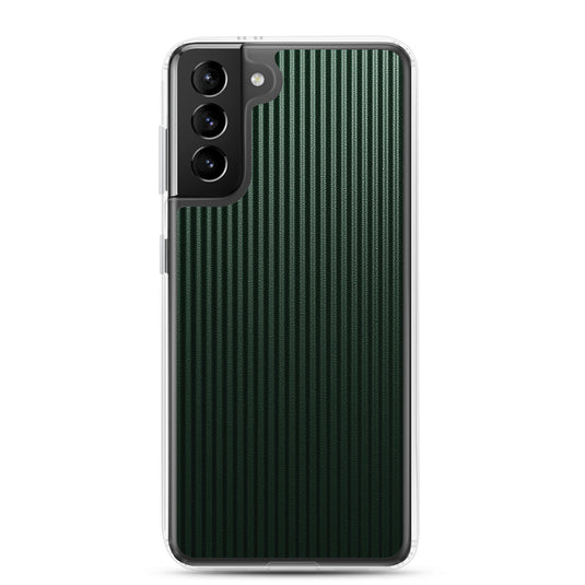 Striped Carbon Fiber Dark Green Samsung Clear Thin Case CREATIVETECH