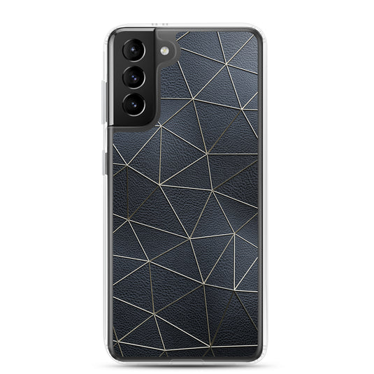 Golden Polygon Black Leather Samsung Clear Thin Case CREATIVETECH