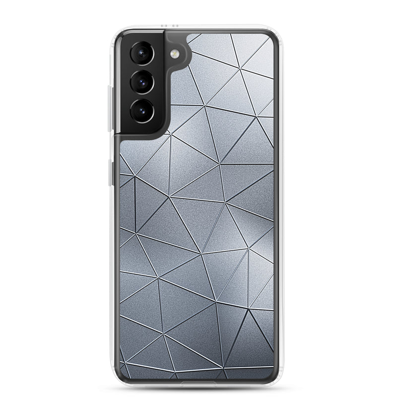 Load image into Gallery viewer, Silver Polygon Metal Samsung Clear Thin Case CREATIVETECH
