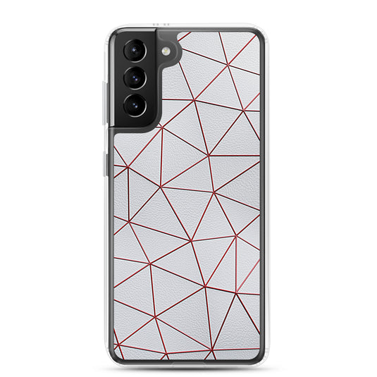 Red Polygon White Leather Samsung Clear Thin Case CREATIVETECH