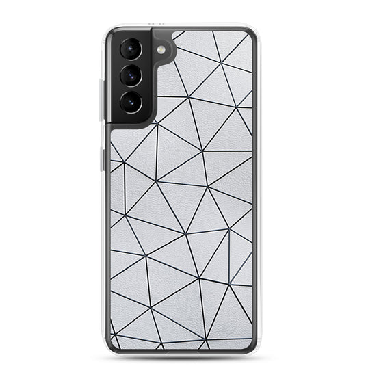 Black Polygon White Leather Samsung Clear Thin Case CREATIVETECH