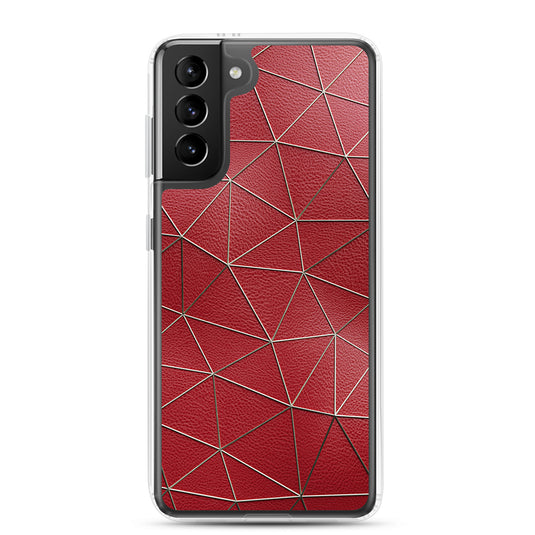 Golden Polygon Red Leather Samsung Clear Thin Case CREATIVETECH