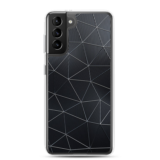 Silver Polygon Carbon Fiber Striped Samsung Clear Thin Case CREATIVETECH