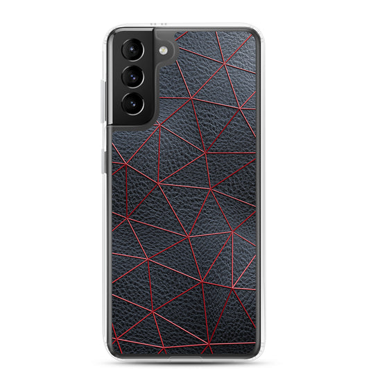 Red Polygon Black Leather Samsung Clear Thin Case CREATIVETECH