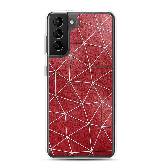 White Polygon Red Leather Samsung Clear Thin Case CREATIVETECH