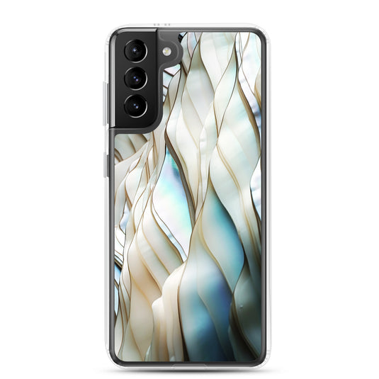 Cream Blue White Pearl Samsung Clear Thin Case CREATIVETECH