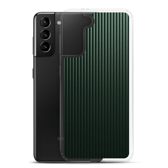 Striped Carbon Fiber Dark Green Samsung Clear Thin Case CREATIVETECH