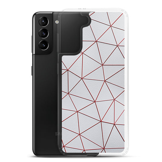 Red Polygon White Leather Samsung Clear Thin Case CREATIVETECH